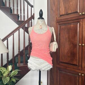 Victorias Secret Coral Pink Lace Bodycon Dress Slip Tank Top Racerback Y2K